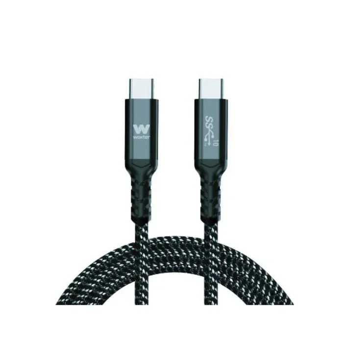 Cable usb 3.1 tipo-c woxter pe26-184/ usb tipo-c macho – usb tipo-c macho/ hasta 100w/ 10gbps/ 2m/ negro