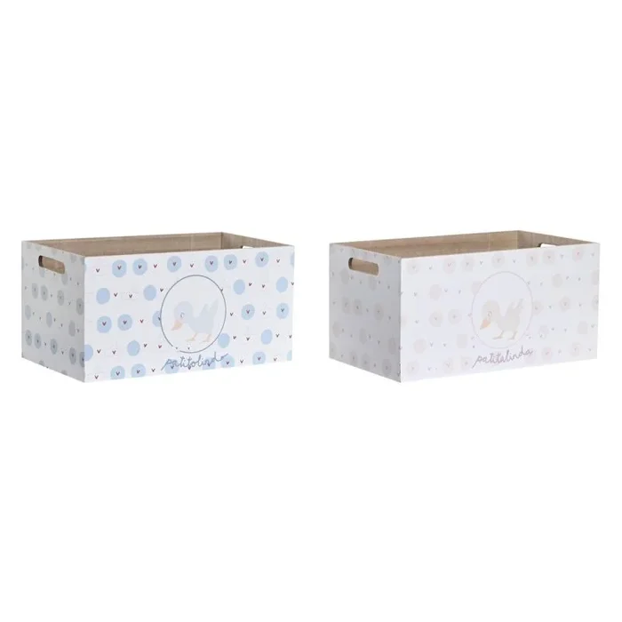 Caja de almacenaje dkd home decor azul rosa madera mdf 36 x 21 x 18 cm (2 unidades)