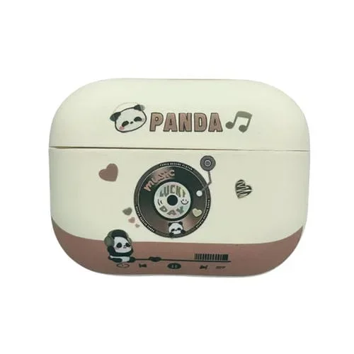 Caja de Auriculares Airpods Pro 2 Panda Records Pattern Estuche TPU Esmerilado (Blanco)