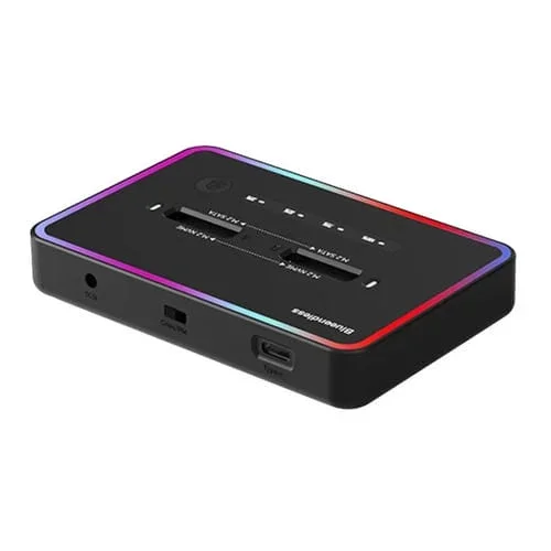 Caja de Disco Duro de Estado Sólido Blueendless M.2 Doble Ranura RGB Dual Nvme y Sata con Base y Enchufe de EE.UU