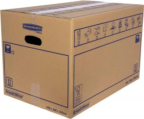 Caja de mudanza montaje manual m 430x300x250. cartón simple bankers box 6208301