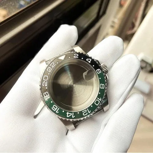 Caja de Reloj para Rolex 2813/8215/2836/3804/8200 GMT con Anillo Cerámica (Negro y Verde)
