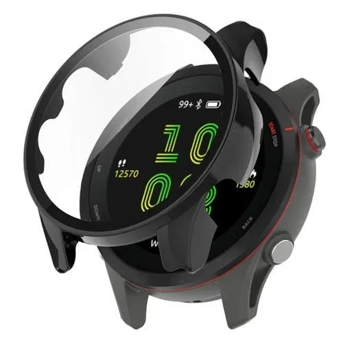 Caja de Reloj + Película Templada para Garmin Forerunner 255 + Cuerpo Completo (Negro)
