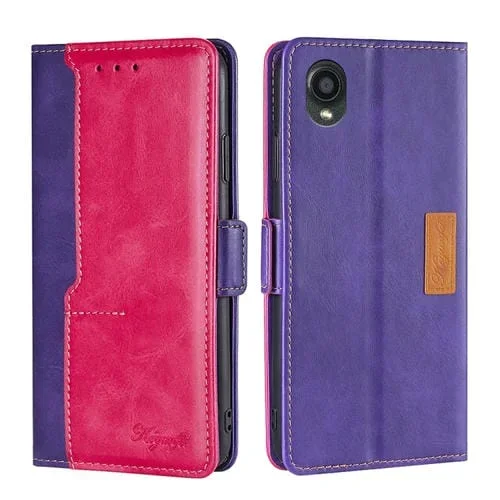 Caja de Teléfono de Cuero Kyocera Digno Bx2 Sx2 A101Kc con Hebilla Lateral (Púrpura + Rosa Roja)