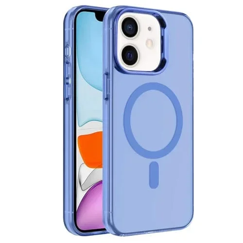 Caja de Teléfono Híbrida TPU Imd Magsafe PC para iPhone 11 (Azul)