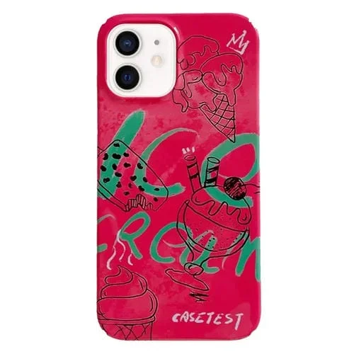 Caja de teléfono iPhone 11 PC con patrón pintado (Cono de Helado)