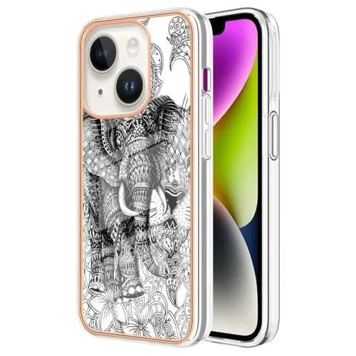 Caja de teléfono iPhone 14 Plus Imd doble cara Mármol galvanizado (Totem Elephant)