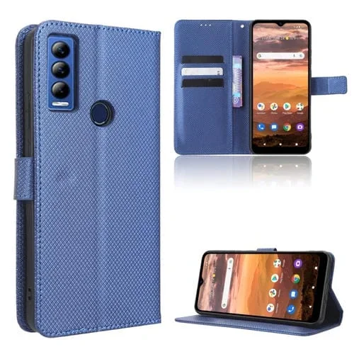 Caja de Teléfono para AT&T Motivate Max U668Aa Cuero Textura de Diamante (Azul)