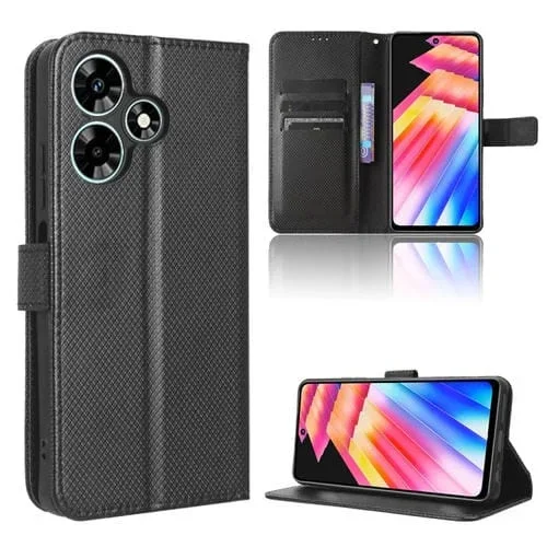 Caja de Teléfono para Infinix Hot 30 Play de Cuero con Textura de Diamante (Negro)