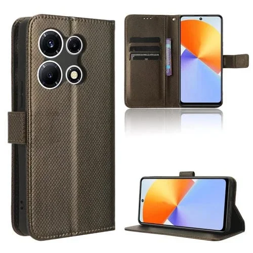 Caja de teléfono para Infinix Note 30 Vip de cuero con textura de diamante (Marrón)