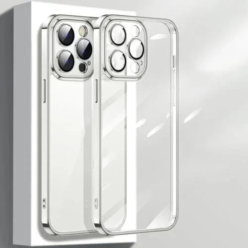Caja de teléfono para iPhone 12 con gafas de vidrio electrochapado (Plata)