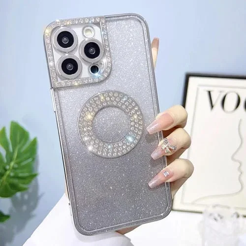 Caja de teléfono para iPhone 12 Pro Max con brillo degradado de diamante electrochapado (Plata)