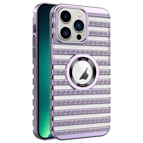 Caja de Teléfono para iPhone 13 Pro Max Galvanizada con Escalera de Enfriamiento (Púrpura)
