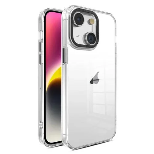 Caja de Teléfono para iPhone 14 Crystal TPU + PC con Marco de Lente Galvanizada (Transparente)