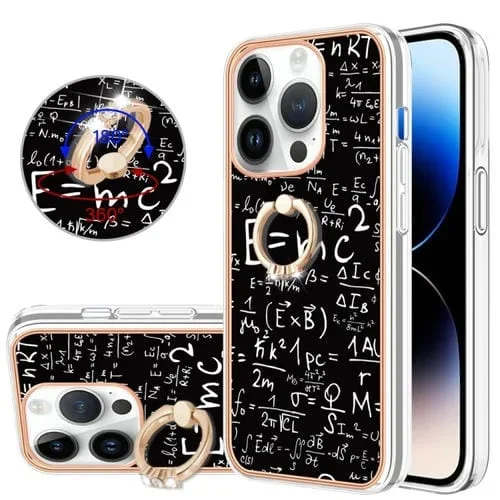 Caja de Teléfono para iPhone 15 Pro Max Galvanoplastia IMD Doble Cara con Soporte para Anillo