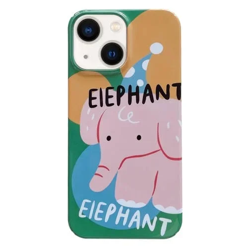 Caja de teléfono PC para iPhone 13 con patrón pintado Elefante