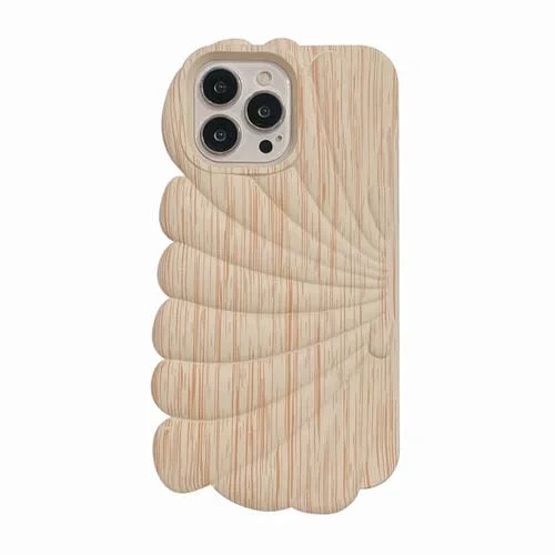 Caja de Teléfono TPU iPhone 11 Forma de Concha Grano de Madera (Beige)