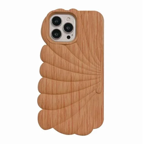 Caja de Teléfono TPU para iPhone 11 con Forma de Concha y Grano de Madera (Amarillo)