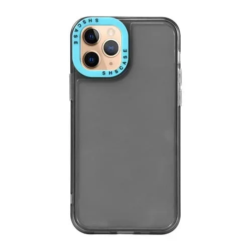 Caja de Teléfono TPU para iPhone 11 Pro Max Marco de Lente Contraste de Color (Negro + Azul Cielo)