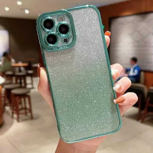 Caja de teléfono TPU para iPhone 6 / 6S con brillo de color degradado Transparente alto (Verde Claro)