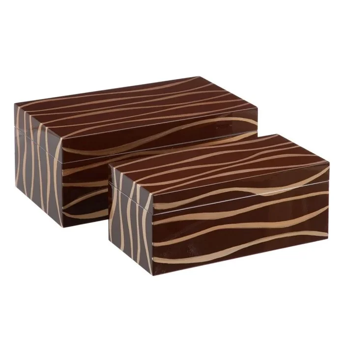 Caja decorativa 35 x 20 x 15 cm cebra dmf (2 unidades)