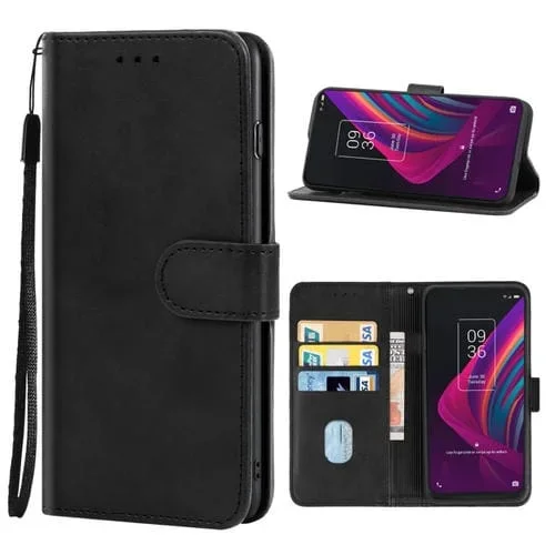 Caja del Teléfono de Cuero para TCL 10 Se (Negro)