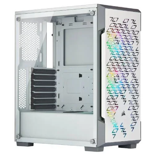 Caja icue 220t rgb tempered glass cristal frontal blanca corsair
