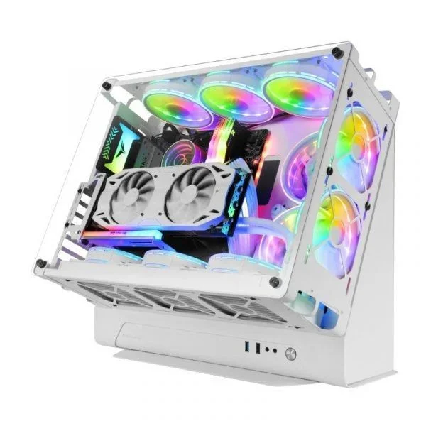 Caja microatx mars gaming mcb white diseño custom premium sistema modular sin fuente de alimentacion
