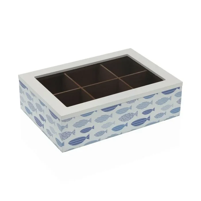 Caja para infusiones versa peces madera 17 x 7 x 24 cm