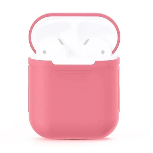 Caja Protectora de Silicona para Auriculares Inalámbricos Apple Airpods 1/2 Bolsa Antipérdida (Rosa)
