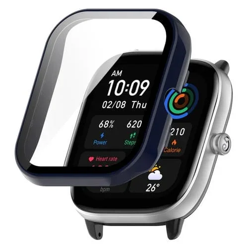 Caja Protectora + Película Endurecida para Amazfit GTS 4 Mini + PC + Completa + (Azul Tinta)