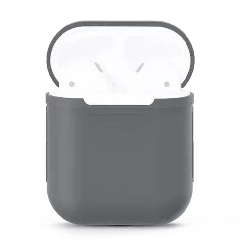 Caja protectora silicona auriculares inalámbricos Apple Airpods 1/2 bolsa almacenamiento antipérdida (Gris)