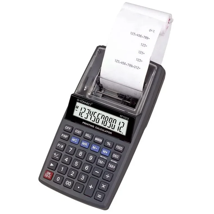 Calculadora q-connect impresora pantalla papel kf11213 12 digitos tinta azul