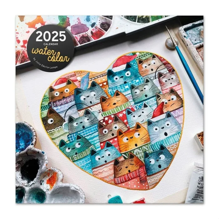 Calendario 2025 pared Acuarela – Calendario pared, Planificador mensual: Con espacio para anotar e Ilustraciones (30×30 cm)