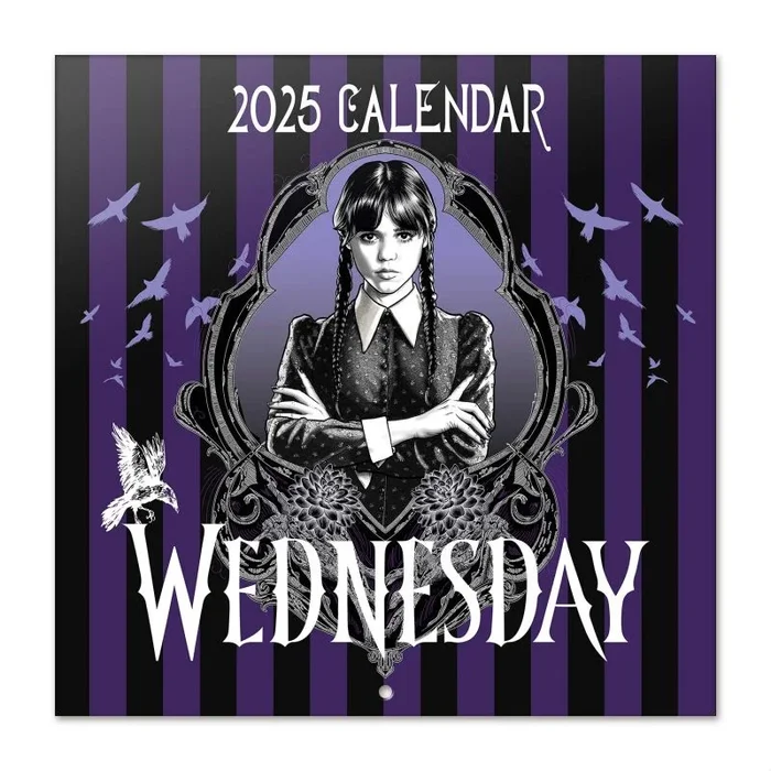 Calendario 2025 pared Miércoles Addams – Calendario pared, Planificador mensual: Con espacio para anotar e Ilustraciones (30×30 cm)