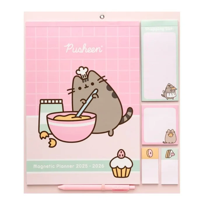 Calendario Magnetico nevera 2025 2026 Pusheen – Organizador semanal nevera Familiar Kawaii : Planificador mensual 2025 2026 | Incluye Pegatinas, Notas Adhesivas e Imán 16 MESES