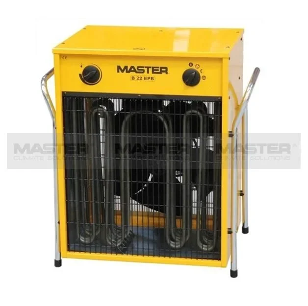 Calentador eléctrico Maestro B22EPB, modelo trifásico, ideal para calefacción industrial, 22 kW, flujo 2.400 m³/h, sin emisiones, con termostato y acero inoxidable