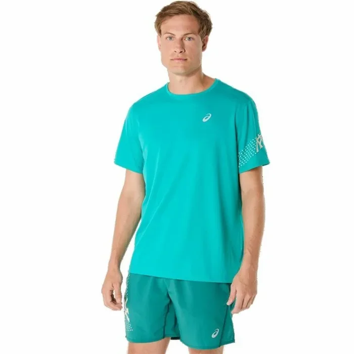 Camiseta de manga corta hombre asics icon ss top wave turquesa m
