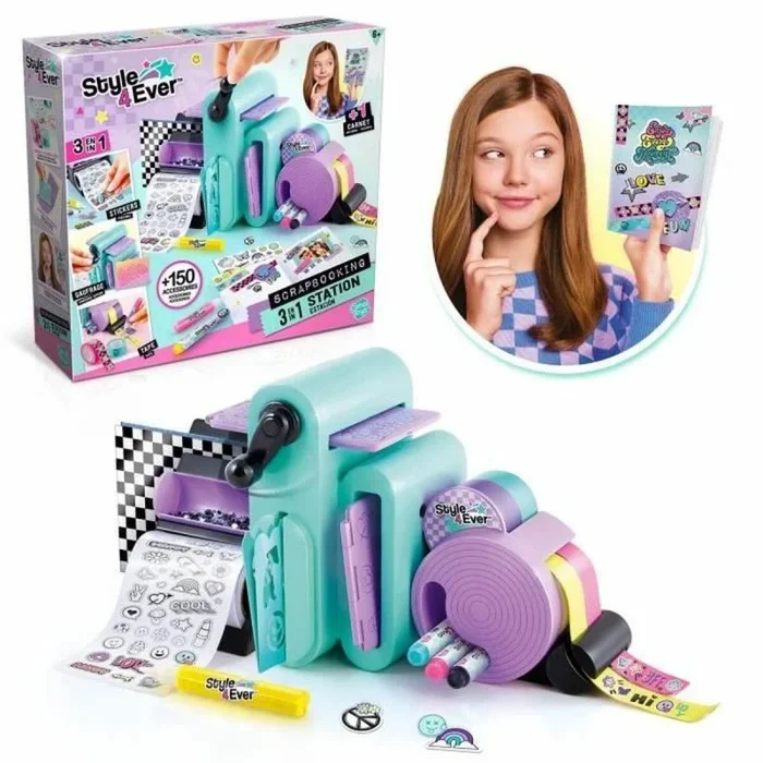Canal Toys – Estación Scrapbooking 3 en 1 – Personaliza tu cuaderno – 150+ accesorios DIY incluidos, horas de creatividad, fábrica de relieves y pegatinas – a partir de 6 años – OFG 275
