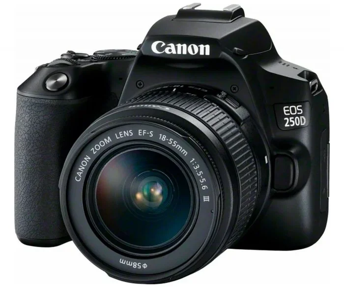 Canon Cuerpo de la cámara réflex digital EOS 250D APS-C con objetivo EF-S 18-55mm F4-5.6 IS STM | 24,1 megapíxeles, vídeo 4K, Dual Pixel CMOS AF y Wi-Fi y Bluetooth – Negro
