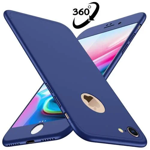 Carcasa de 3 piezas 360 º para iphone 7 extra fina cristal incluido azul quickmedia