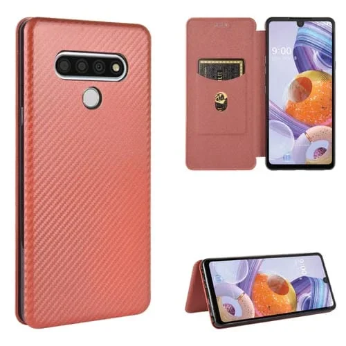 Carcasa para LG Stylo 6 de Cuero con Tapa Magnética Horizontal y Ranura para Tarjeta (Marrón)