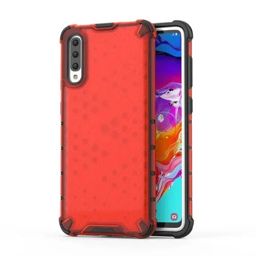 Carcasa PC + TPU Honeycomb a Prueba de Golpes Galaxy A70 (Rojo)