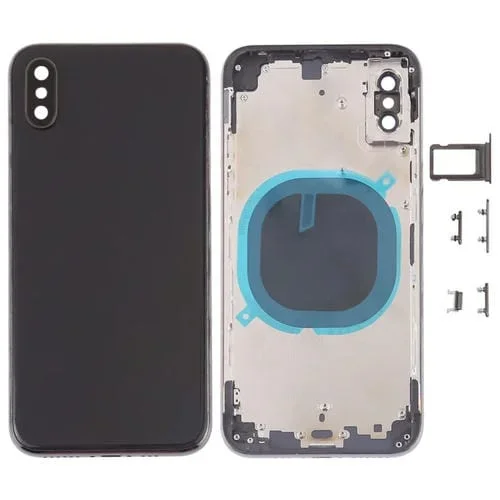 Carcasa Trasera Apple iPhone XS con Lente de Cámara, Bandeja Tarjeta SIM y Teclas Laterales (Negro)