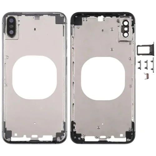 Carcasa Trasera Transparente con Lente Cámara, Bandeja Tarjeta SIM y Teclas Laterales Apple iPhone XS Max (Negro)