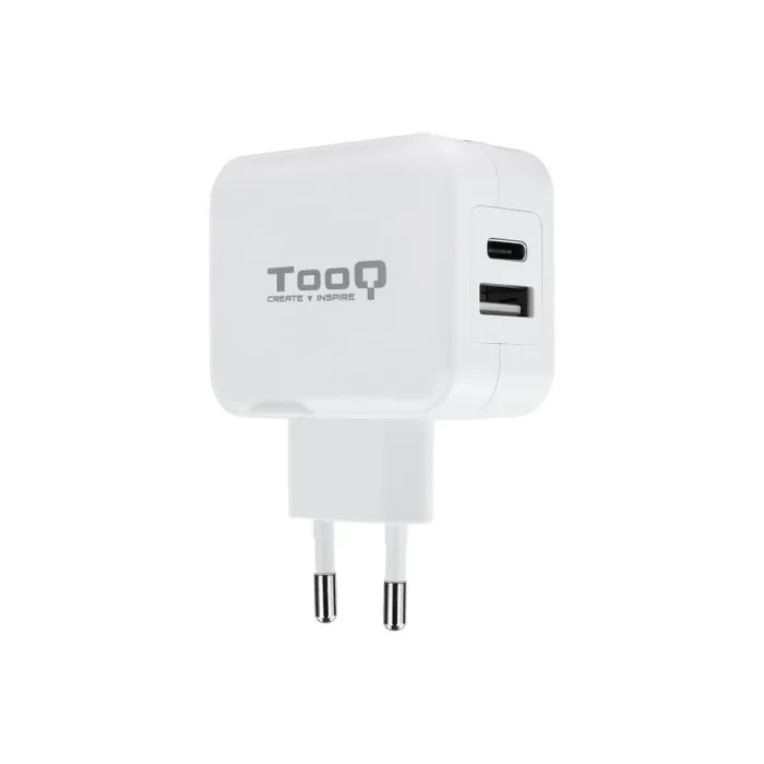 Cargador de pared tooq tqwc-2s02wt usb-c+usb-a 4.8a (27w) total color blanco
