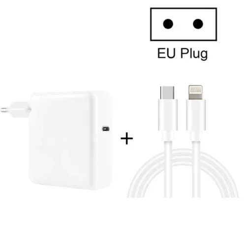 Cargador de Viaje 2 en 1 PD3.0 30W USB-C con Pie Desmontable + Cable USB-C a 8 Pines 2m (Blanco) Enchufe UE