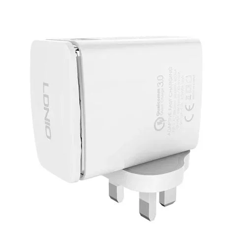 Cargador de Viaje Ldnio A1301Q 2 en 1 18W QC3.0 con Cable Tipo C (UK)