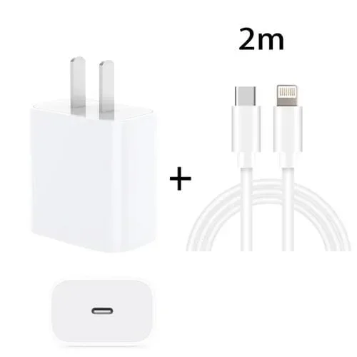 Cargador de viaje Pd 20W USB-C + Cable Tipo-C a 8 Pin carga rápida (Blanco)