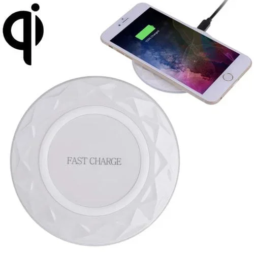 Cargador inalámbrico Diamond Qi carga rápida Dc5V cable 1 m (Blanco)